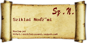 Sziklai Noémi névjegykártya